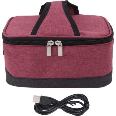 Draagbare Elektrische Lunchbox Voedselverwarmer USB Constante Verwarming Isolatietas Verwarmde Lunchbox Tas bordeaux