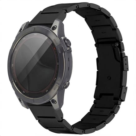 Mat Titanium bandje - Geschikt voor - Garmin 22 mm aansluiting - Zwart