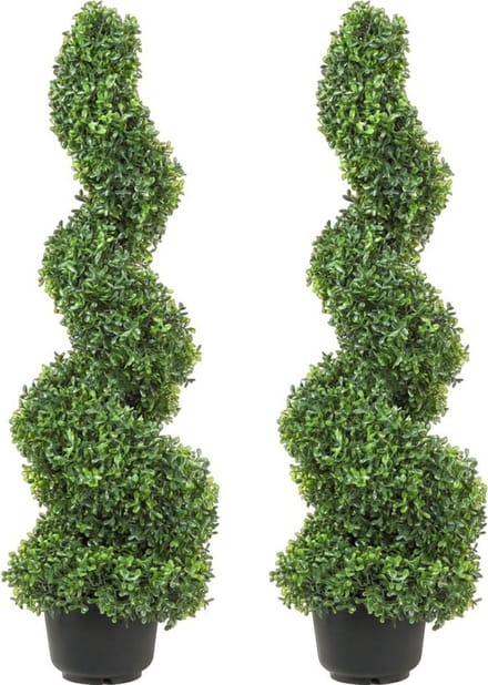 Buxus Kunstplant - 2 Stuks - Spiraal - voor Binnen en Buiten