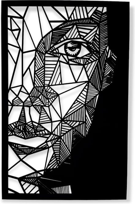Wandpaneel Geometric Face - MDF - 80cm - Wanddecoratie van hout