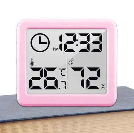 Temperatuur Vochtigheidsmonitor - Digitale Hygrometer - Gezond Klimaat - Groot LCD Scherm - 8.1 cm - Roze