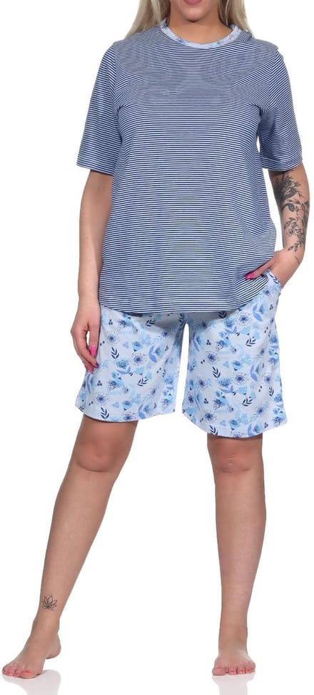 Elegante dames shorty pyjama met korte mouwen - ook in overmaatse maten