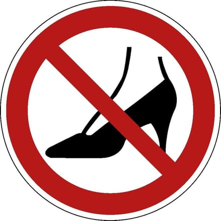 Verboden naaldhakken te dragen sticker 100 mm
