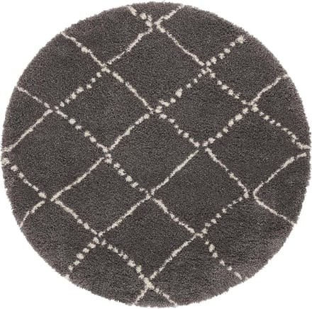 Rond hoogpolig vloerkleed Allure - donkergrijs/crème 120