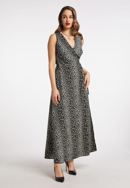 Faina Maxi-jurk met luipaardprint nelice Dames Grijze Leeuw