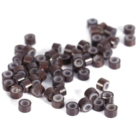 Lot de 2 000 anneaux et perles pour extensions de cheveux en micro-plume doublés de silicone(2000 pièces marron) 2000pcs marron