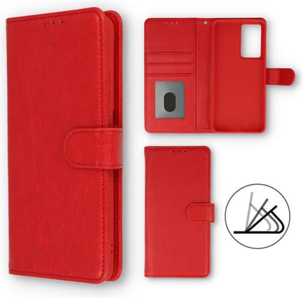 HB Hoesje Geschikt voor Samsung Galaxy S22 Plus - Rood - Luxe Kunstlederen Portemonnee Book Case