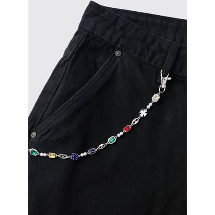 Jeanketting Met Edelstenen En Imitatieparels | Silver