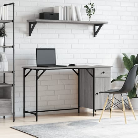 vidaXL - Bureau - 131x48x75 - cm - bewerkt - hout - grijs - sonoma - eikenkleurig