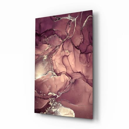 Glasschilderij - Abstract - Roze - 72x46 cm