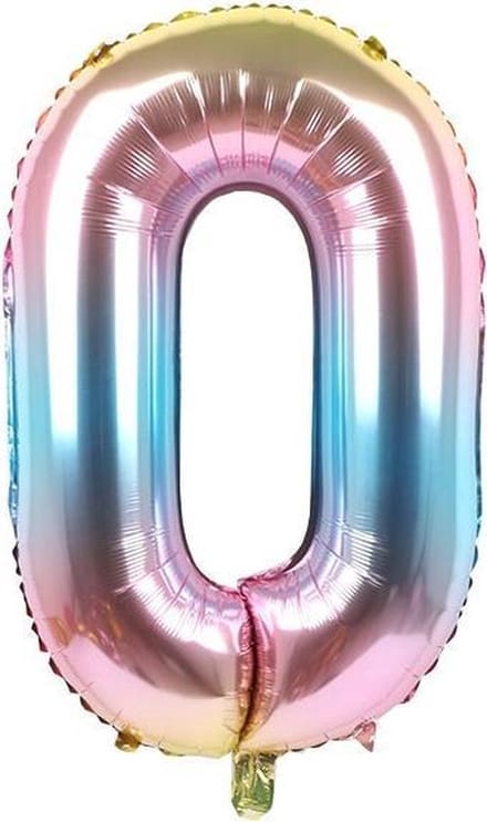 Folieballon / Cijferballon Multicolor XL - getal 0 - 82cm