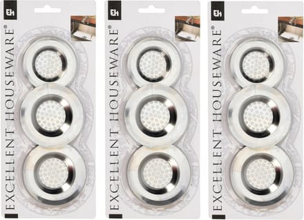 Excellent Houseware Gootsteenfilters - 9x stuks - 2 maten - metaal