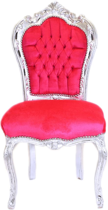 Barok Eetkamerstoel Zilver-Fuchsia