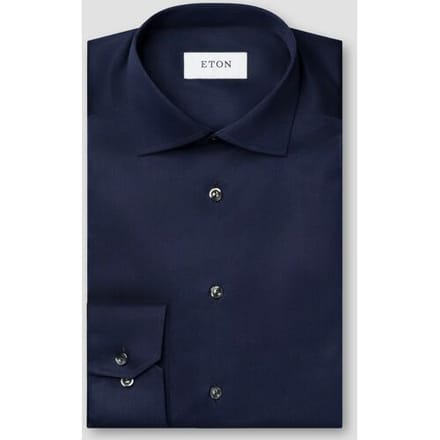 Eton overhemd contemporary fit navy signature twill katoen