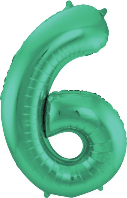 Folat - Folieballon Cijfer 6 Groen Metallic Mat - 86 cm