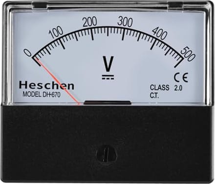 Analoge Voltmeter Rechthoekig Paneel 0 tot 500 V DC