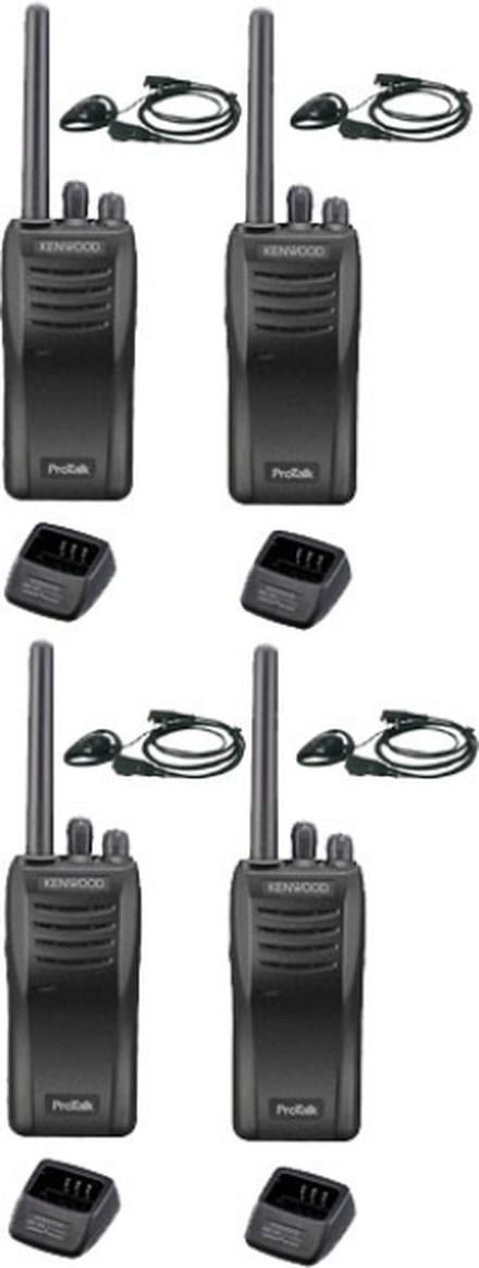Set van 4 stuks Kenwood TK-3501 PMR446 met D-shape oortje en tafelladers
