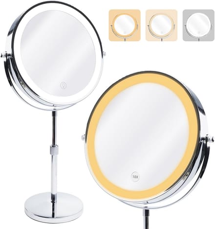 Vergrotende Make-up Spiegel met Verlichting en Oplaadbare Batterij