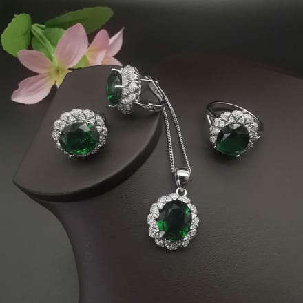 Gepersonaliseerde Modeaccessoires Platina Verguld Amethist Zirkoon Ketting Oorbel Ring Ring size 8