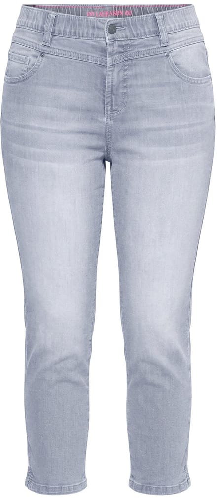 Laurasøn - Dames - Jeans met hoge taille Slim 3/4-lengte - Lichtgrijs denim - Maat 52