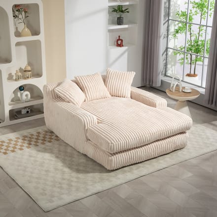 Moderne Cloud Couch - Corduroy Lounge Fauteuil Met 3 Zachte Kussens - Beige