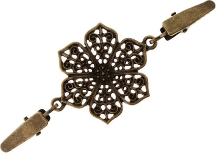 Fako Bijoux® - Vestsluiting - Vestclip - Sjaalspeld - Vestklem - Bloem - Open - Bronskleurig