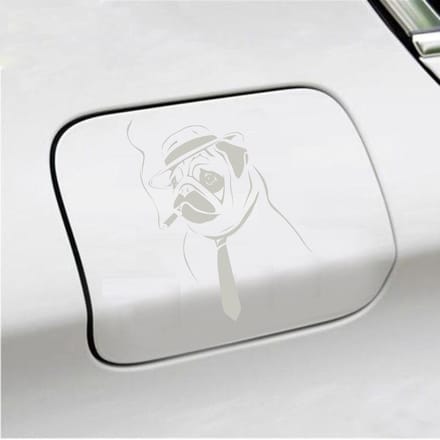 Bumpersticker - Hond Rokend - 10 X 13,6 - Zilver