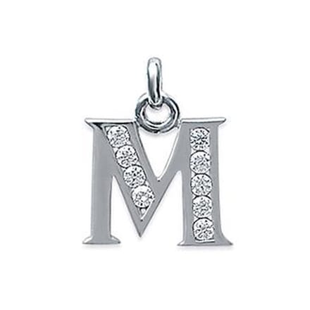 Blinx Jewels Zilveren Hanger Letter M Steentjes