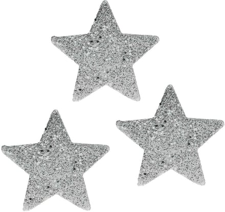 Strooidecoratie sterren met glitter Ø6,5cm zilver 36 st, 36 Stück