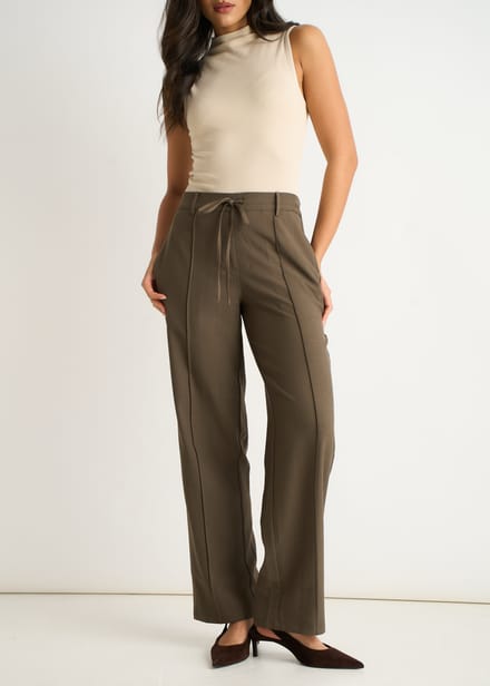 Marl Grey Broek met elastische tailleband en trekkoord