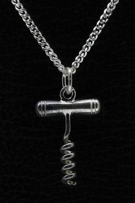 Zilveren Kurkentrekker ketting hanger - klein