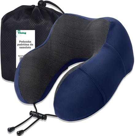 Vitolog - Reiskussen - Memory Foam - Ergonomisch - Zwart/Blauw