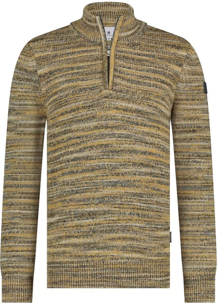 State Of Art Half Zip Trui Melange Geel - Maat 3XL - Heren - Pullovers