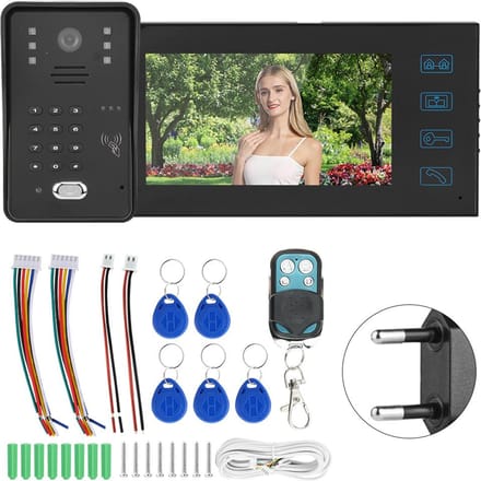 Sonnette vidéo avec écran LCD TFT 7 pouces, télécommande, mot de passe, interphone vidéo étanche