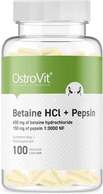 Supplementen - OstroVit Betaine HCl + Pepsine 100 capsules -