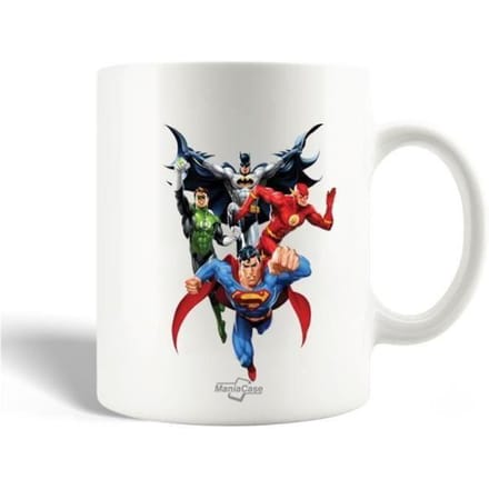Mug en Céramique - Superman - Gris Rouge Bleu Et Vert - 30cl - Compatible Lave-Vaisselle - Rond