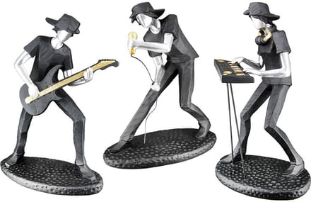Gilde Handwerk - Sculptuur - Beeld - Muzikaal Trio - Band - Set/3 - Polyresin