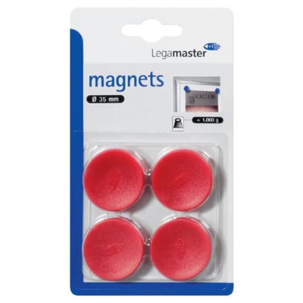 Magneet Legamaster 30mm 850gr rood 4 stuks