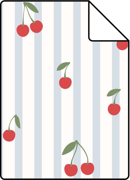 Proefstaal ESTAhome behang kersen blauw en rood - 26.5 x 21 cm - 131655-S