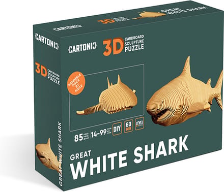 CARTONIC- Shark- 3D Puzzel-Speelgoed- Puzzel-DIY- Creatief- Karton- Kinderen en volwassen- 3D- puzzel- Haai