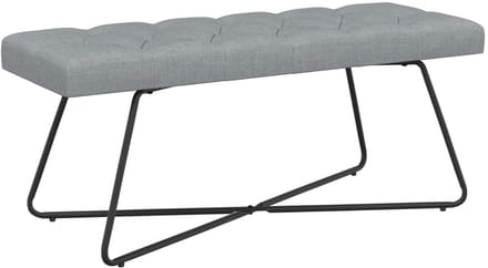vidaXL - Bank - met - knopen - tufting - Lichtgrijs - 110 - x - 40 - x - 46 - cm - Stof