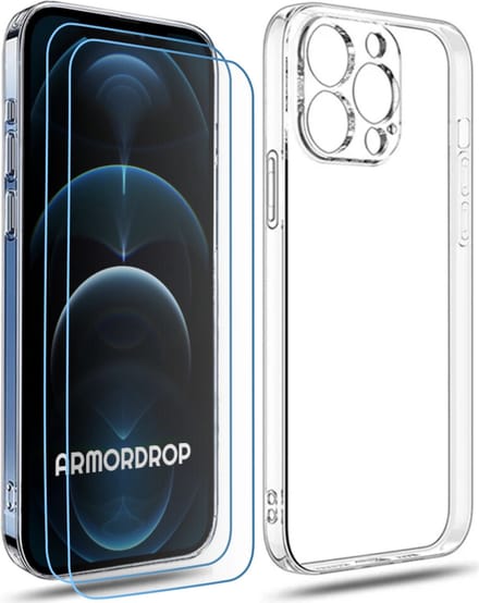 ArmorDrop Transparant Hoesje Inclusief 2x Screenprotector Geschikt Voor iPhone 12 Pro Max