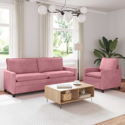 vidaXL - Bankstel - 2 - st - Roze - Fluweel
