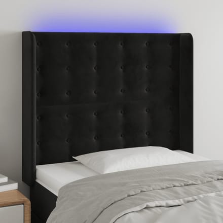 vidaXL - Hoofdbord - LED - 83x16x118/128 - cm - fluweel - zwart