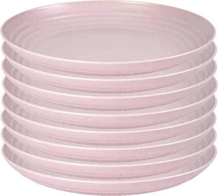 PlasticForte Rond bord/camping bord - 8x - D22 cm - lichtroze - kunststof