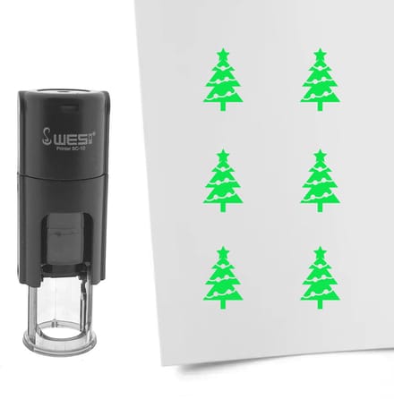CombiCraft Stempel kerstboom 10mm rond groene inkt - per 1 stuk