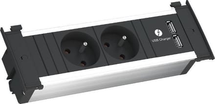 Bachmann Kapsa inbouw stopcontact met 2 USB laders - RVS-look (BE aarding)