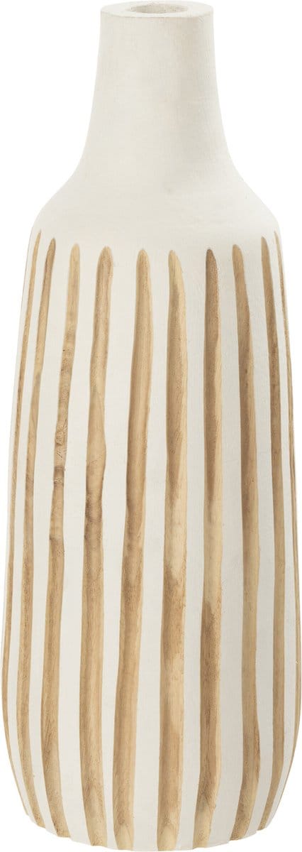 J-Line vaas Ying - hout - wit - medium - 45 cm hoog