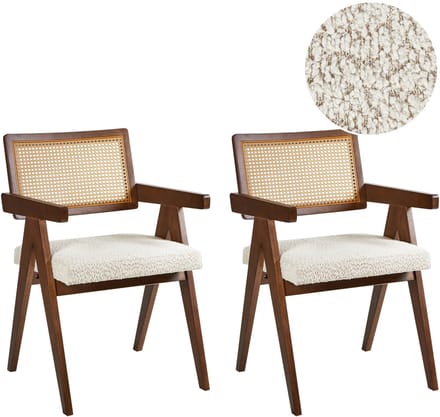 AVA - Eetkamerstoelen set van 2 - Bruin/Lichtbeige - Rubberhout