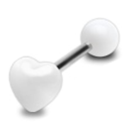 Tongpiercing UV hart 1.6x16 - wit - LMPiercings